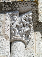 Lescure-d'Albigeois, Eglise St-Michel, Portail, Chapiteaux, Adam et Eve (1)